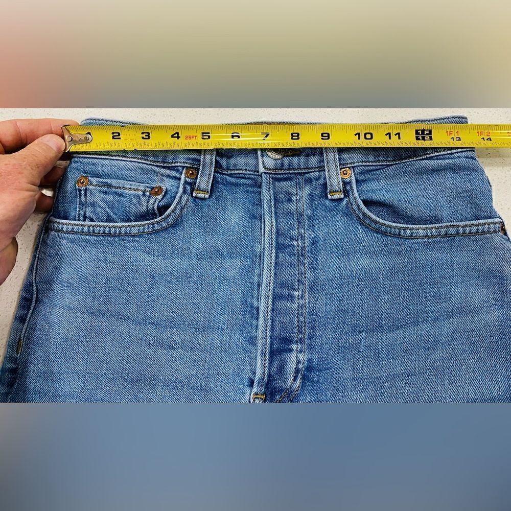 RE/DONE Stretch High Rise Straight Leg Jeans 27x28 Mid 90s Wash EUC - Picture 8 of 13